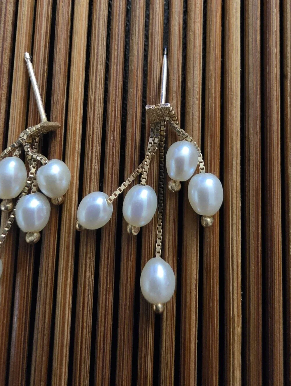14k Pearl Yellow Gold Dangle Earrings (Vintage)